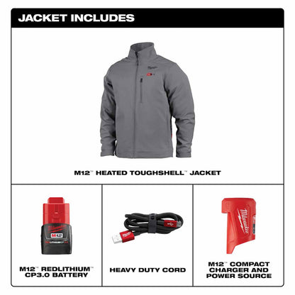 Milwaukee 204G-21 M12 Heated ToughShell Jacket Kit - Last Generation (Gray)