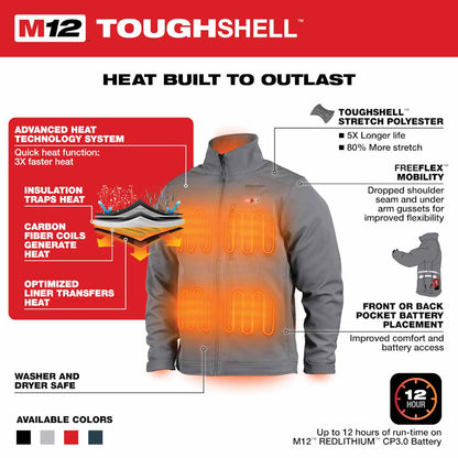 Milwaukee 204G-21 M12 Heated ToughShell Jacket Kit - Last Generation (Gray)