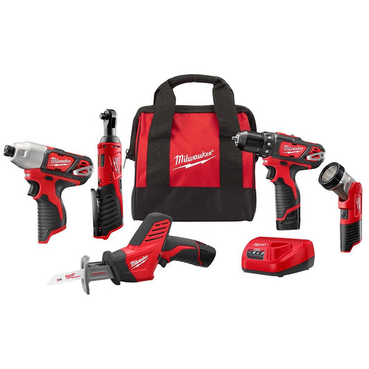 Milwaukee 2498-25 M12 5-Tool Combo Kit with Two Batteries
