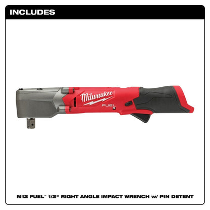 Milwaukee 2565P-20 M12 FUEL 1/2" Right Angle Impact Wrench w/ Pin Detent (Bare Tool)