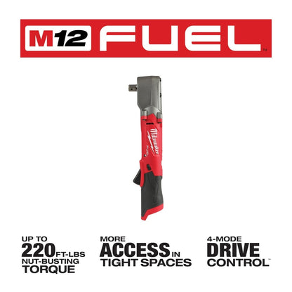 Milwaukee 2565P-20 M12 FUEL 1/2" Right Angle Impact Wrench w/ Pin Detent (Bare Tool)