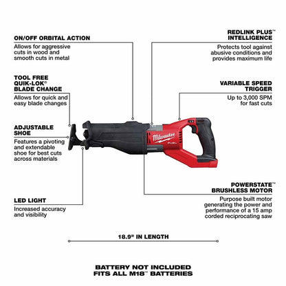 Milwaukee 2722-20 M18 FUEL SUPER SAWZALL