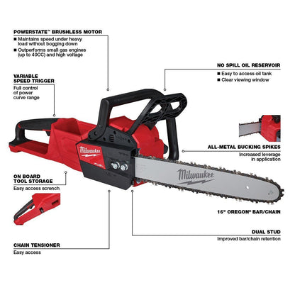 Milwaukee 2727-20 M18 FUEL 16" Chainsaw (Tool Only)