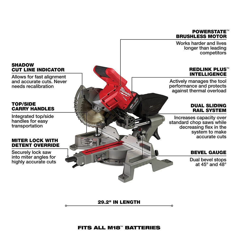 Milwaukee  2733-21 M18 FUEL 7-1/4" Dual Bevel Sliding Compound Miter Saw Kit