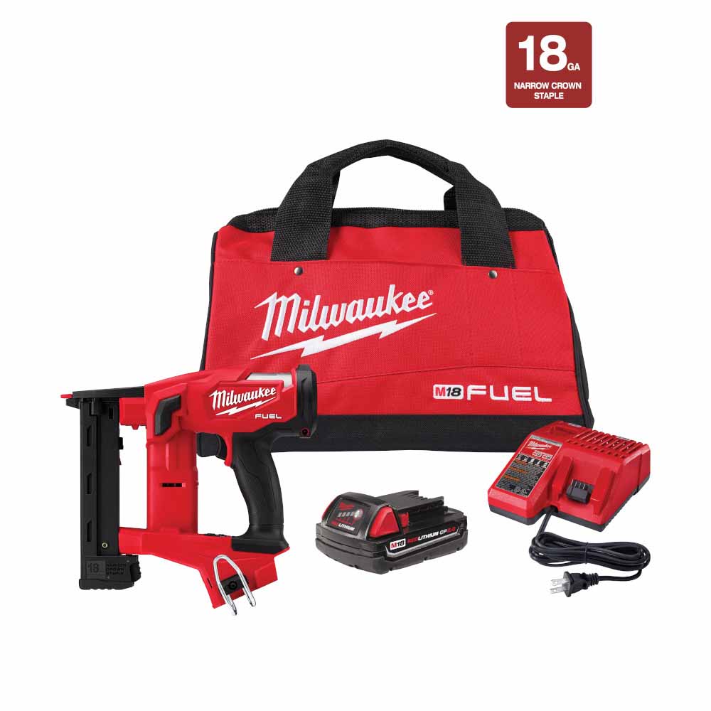Milwaukee 2749-21CT M18 FUEL 18GA 1/4" NARROW CROWN STAPLER- 1 Battery CP2.0 Kit