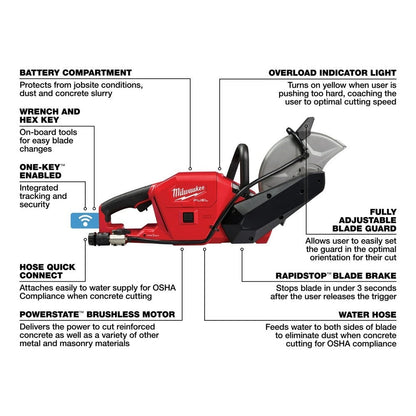 Milwaukee 2786-22HD M18 FUEL 9" Cut-Off Saw w/ ONE-KEY