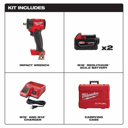 Milwaukee 2855-22 M18 FUEL™ 1/2" Compact Impact Wrench w/ Friction Ring Kit