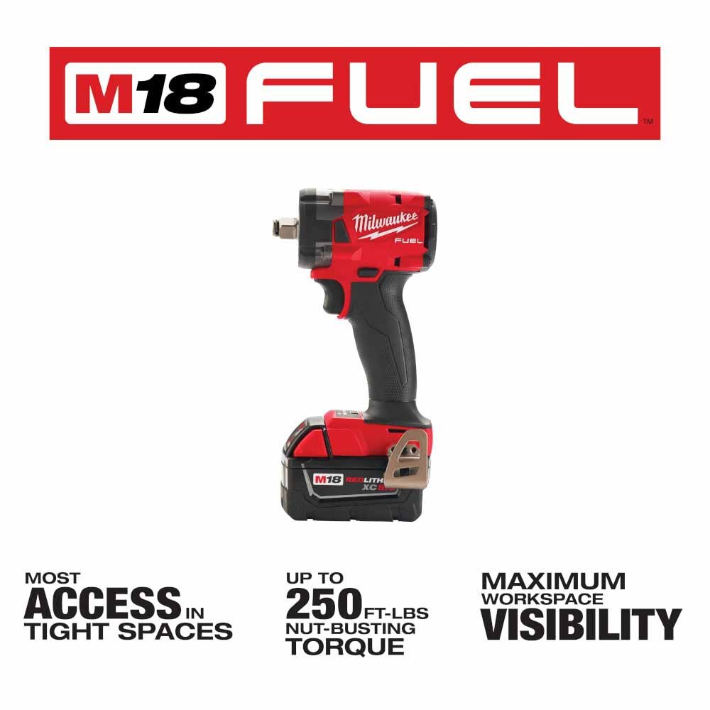 Milwaukee 2855-22 M18 FUEL™ 1/2" Compact Impact Wrench w/ Friction Ring Kit