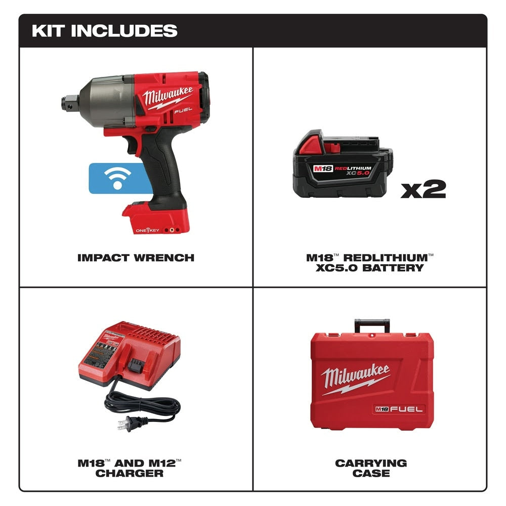 Milwaukee 2864-22 M18 FUEL ONE-KEY High Torque Impact Wrench 3/4" Friction Ring Kit