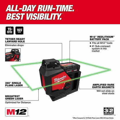 Milwaukee 3631-20 M12 Green Single Plane Laser