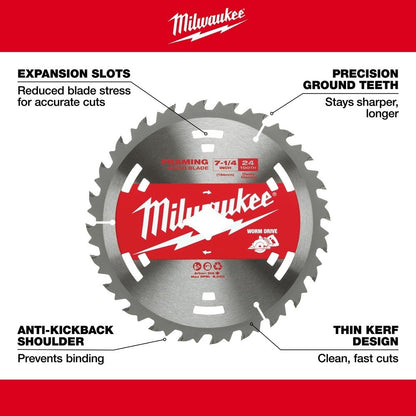 Milwaukee 48-40-1713 7-1/4" 24T Construction Worm Drive Framing Contractor Pack (25PK)