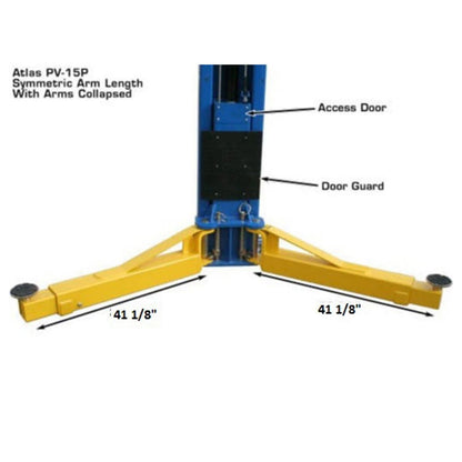 Atlas® PV15PX Adj Height Symmetric 2 Post Lift 15,000 lbs #ATEXH-PV15PX-FPD