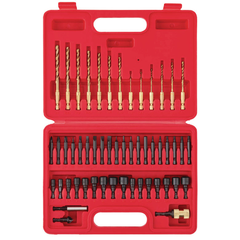 52-PC. 1/4" Hex Quick-Disconnect Titanium-Nitride Coated Drill Bit and Driver Set