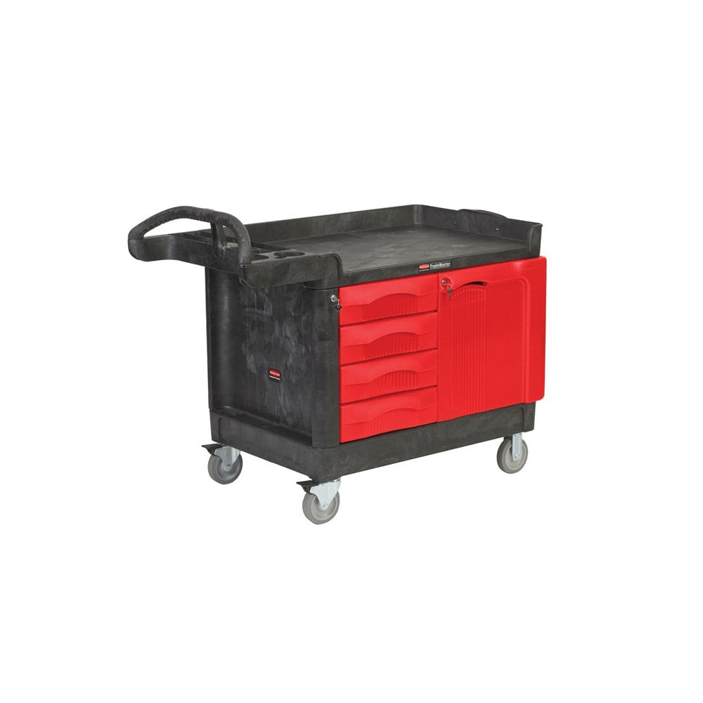 Rubbermaid FG453388BLA TradeMaster Cart with 4-Drawer and Cabinet