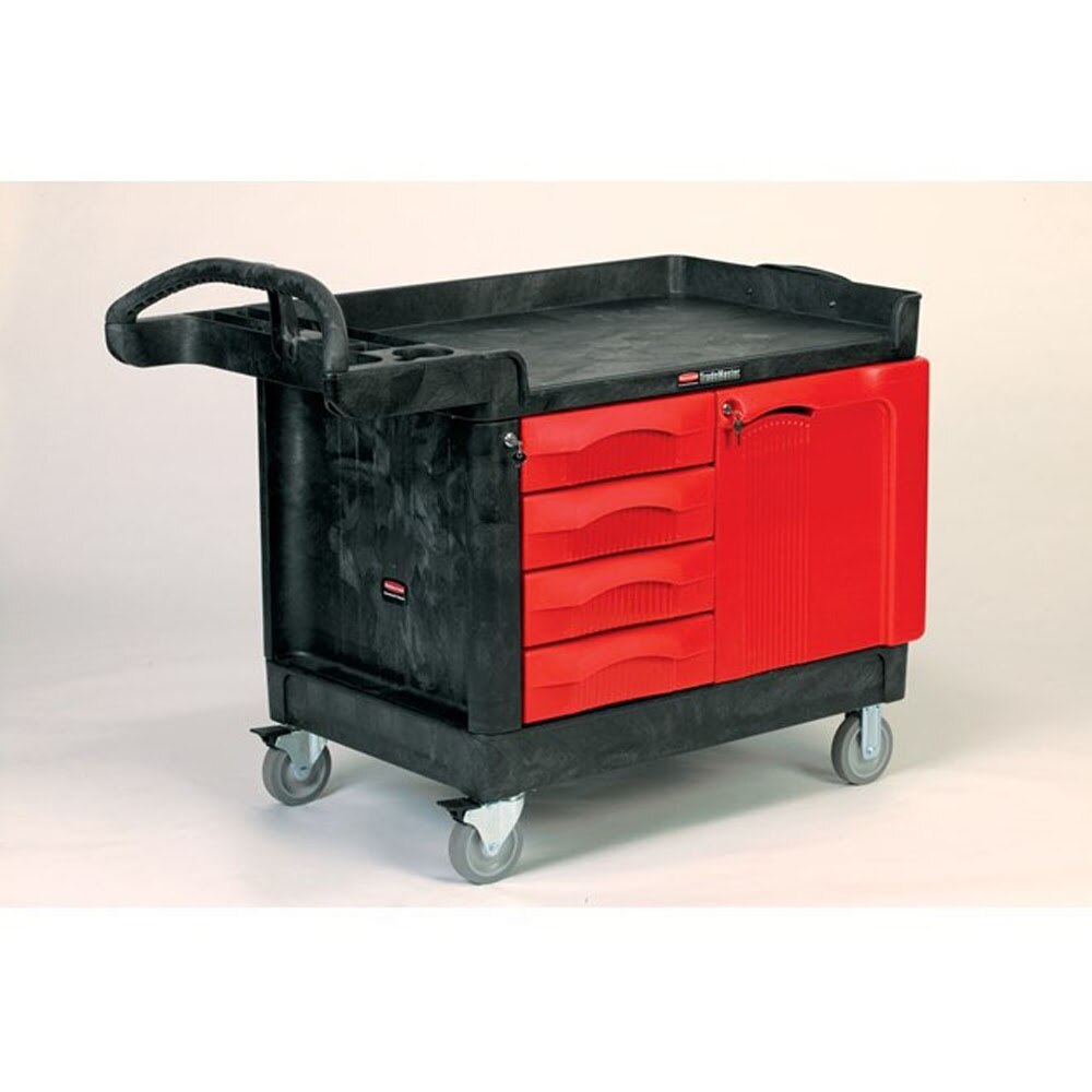 Rubbermaid FG453388BLA TradeMaster Cart with 4-Drawer and Cabinet
