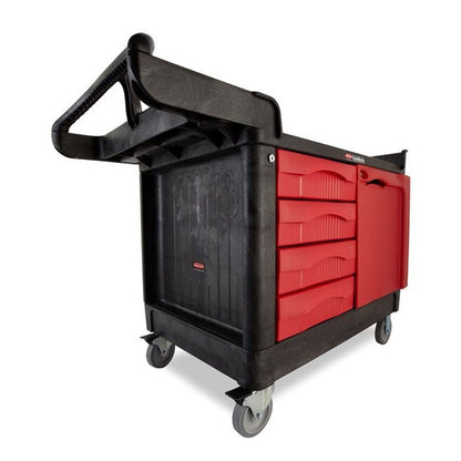 Rubbermaid FG453388BLA TradeMaster Cart with 4-Drawer and Cabinet