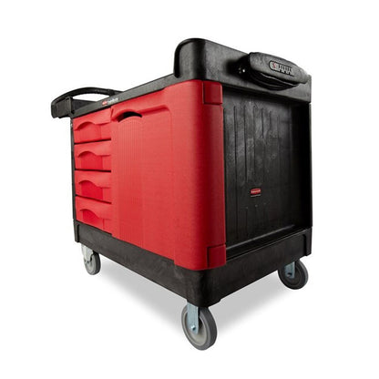 Rubbermaid FG453388BLA TradeMaster Cart with 4-Drawer and Cabinet