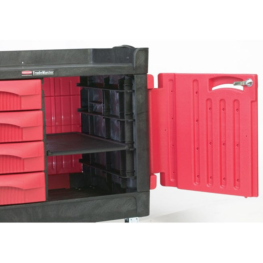Rubbermaid FG453388BLA TradeMaster Cart with 4-Drawer and Cabinet