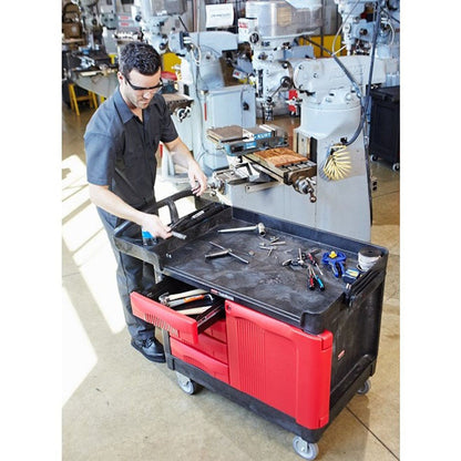 Rubbermaid FG453388BLA TradeMaster Cart with 4-Drawer and Cabinet
