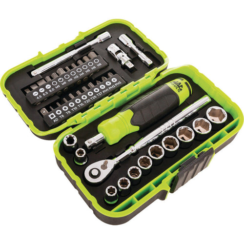 38-PC. 1/4" Drive SAE Precision Torque Micro Set - Hi-Vis Green