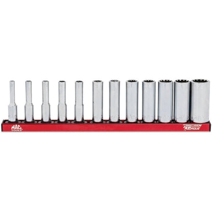 12-PC. 1/4" Drive SAE Deep Spline Socket Set