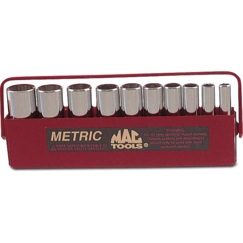 10-PC. 1/4" Drive Metric Deep Socket Set - 6-PT.