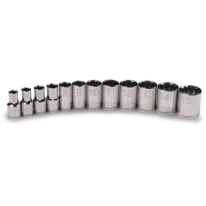 12-PC. 1/4" Drive Metric Spline Socket Set