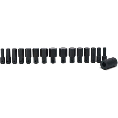15-PC. 1/2” Drive SAE and Metric Impact Hex Insert and Driver Set