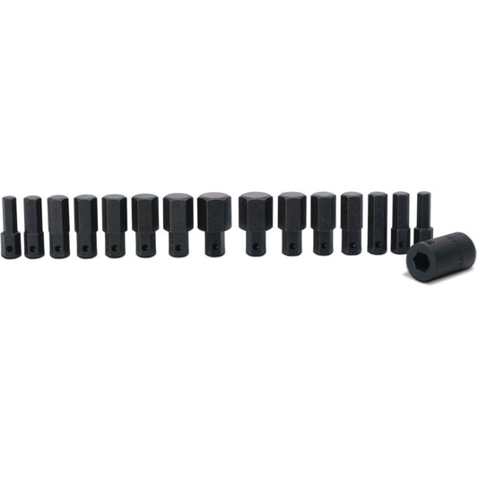15-PC. 1/2” Drive SAE and Metric Impact Hex Insert and Driver Set