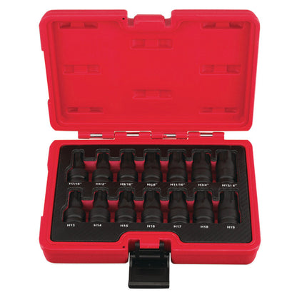 14-PC. 1/2" Drive R.B.R.T. Metric/SAE Impact Hex Drivers