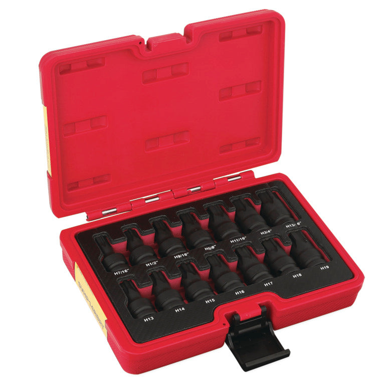 14-PC. 1/2" Drive R.B.R.T. Metric/SAE Impact Hex Drivers