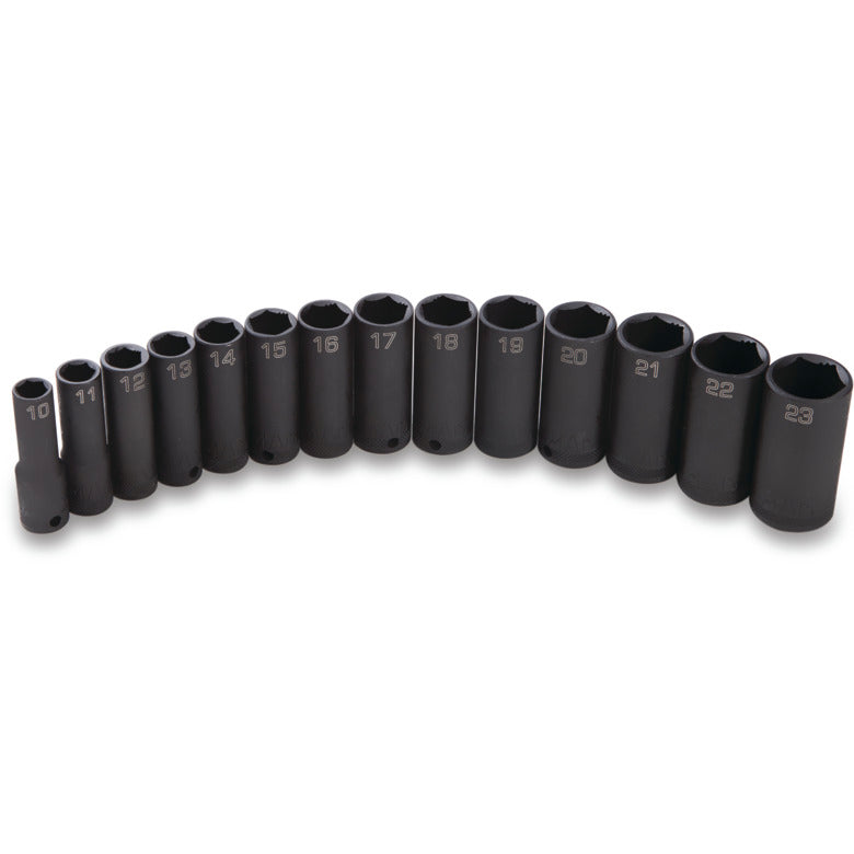 14-PC. 3/8" Drive Metric Deep Impact Socket Set - 6-PT.