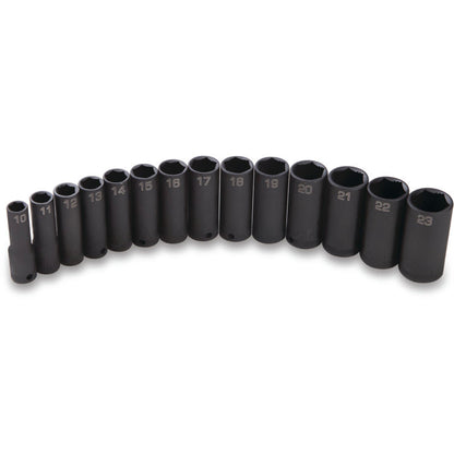 14-PC. 3/8" Drive Metric Deep Impact Socket Set - 6-PT.