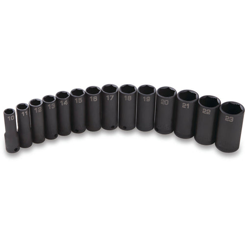 14-PC. 3/8" Drive Metric Deep Impact Socket Set - 6-PT.