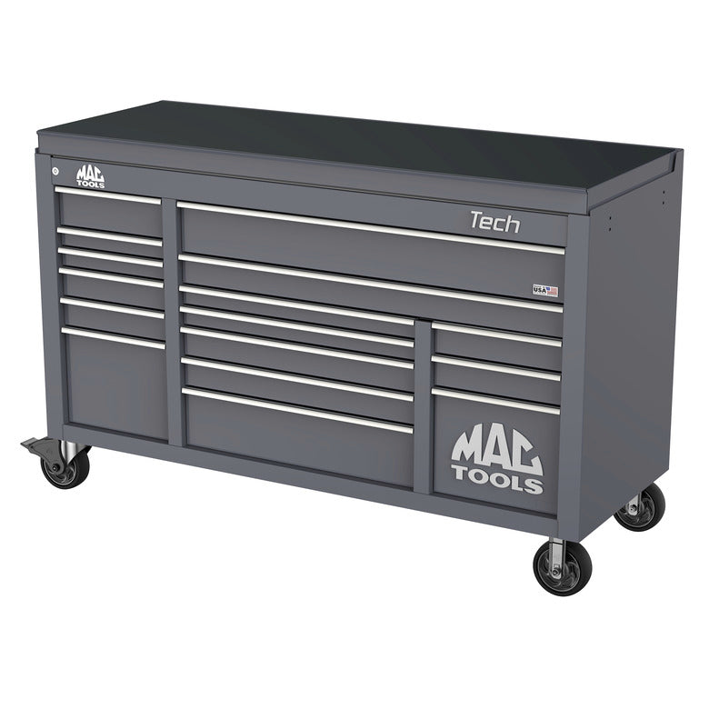 Tech™ Series 16-Drawer Drop Top Workstation - Carbon Gray
