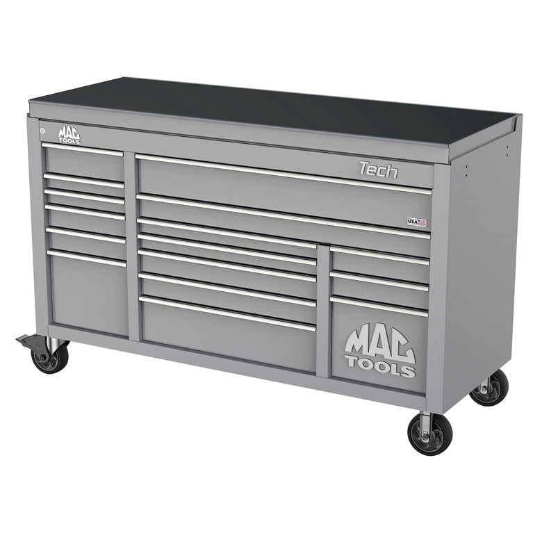 Tech™ Series 16-Drawer Drop Top Workstation - Mica Gray