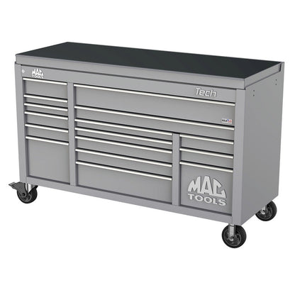 Tech™ Series 16-Drawer Drop Top Workstation - Mica Gray