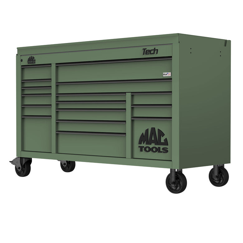 Tech™ Series 16-Drawer Drop Top Workstation - Olive Green