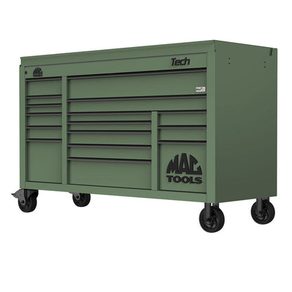 Tech™ Series 16-Drawer Drop Top Workstation - Olive Green