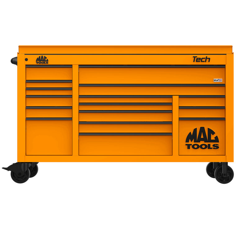 Tech™ Series 16-Drawer Drop Top Workstation - Fireball Orange