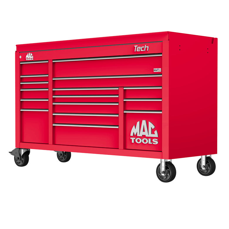 Tech™ Series 16-Drawer Drop Top Workstation - Firebrick Red