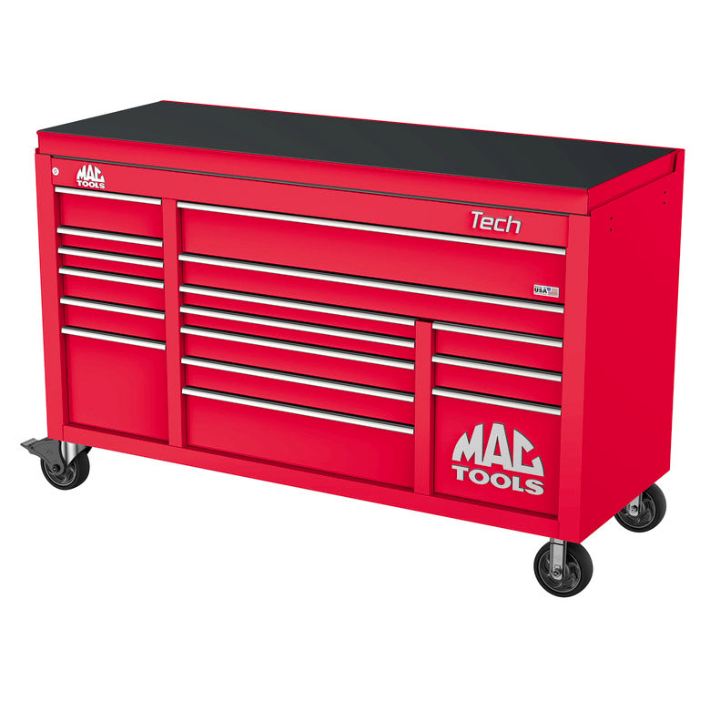Tech™ Series 16-Drawer Drop Top Workstation - Firebrick Red
