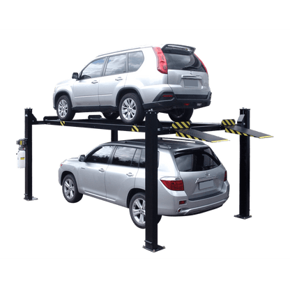 Tuxedo FP9K-DX-XLT 9,000 lb Deluxe Storage Lift Extended Length / Height - Poly casters, drip trays, jack tray