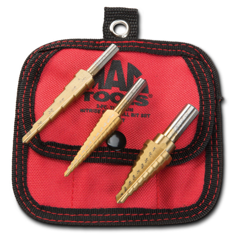 3-PC. Titanium-Nitride Coated Step Drill Set