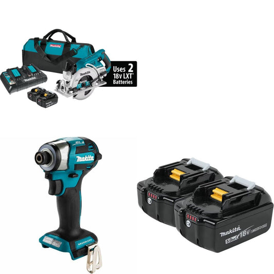 Makita XSR01PT Rear Handle Saw Kit W/ XDT20Z Impact Driver and FREE BL1850B-2, 2 Pack