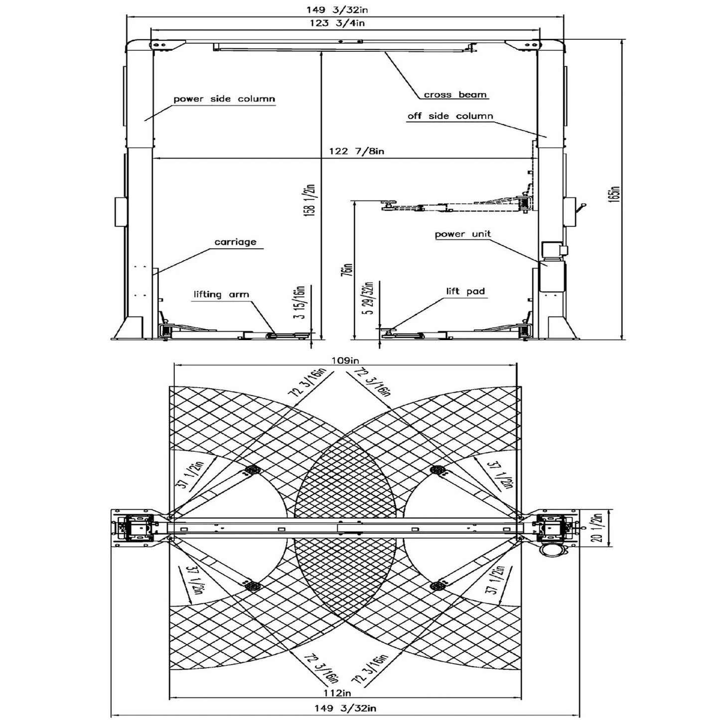 APlusLift 12,000LB 2-Post Overhead Single Release Direct Drive Car Lift #AP-12SR
