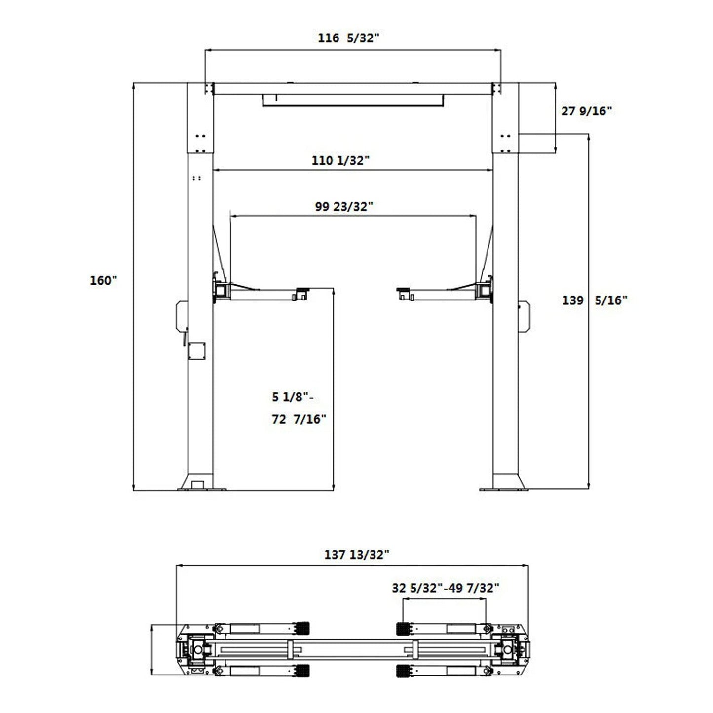 APlusLift 12,000LB 2-Post Overhead Single Release Direct Drive Car Lift #HW-12D