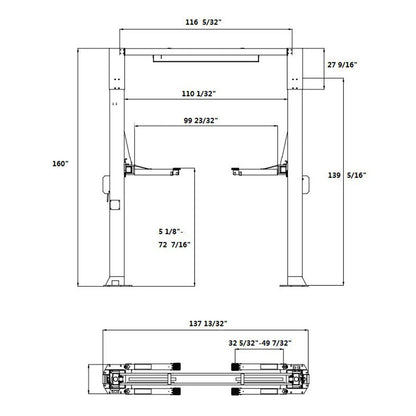 APlusLift 12,000LB 2-Post Overhead Single Release Direct Drive Car Lift #HW-12D