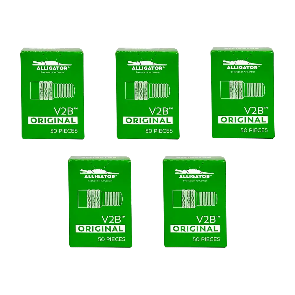 Alligator V2B Gator Double Seal Tire Valve Caps – 5 Box Bulk Pack (250 Caps)