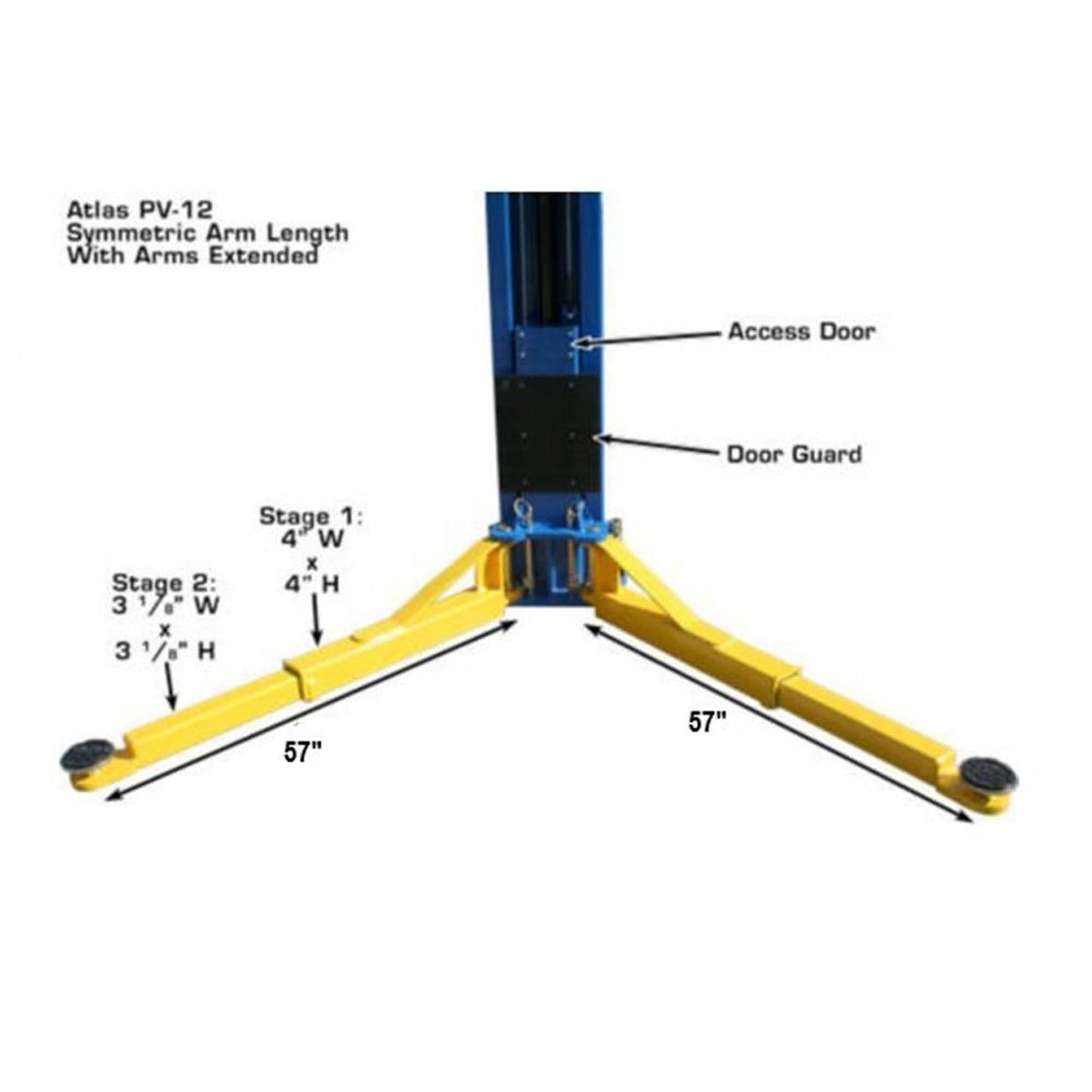 Atlas® PV12PX Adj Height Ex-Wide/Ex-Tall 2 Post Lift 12k lbs ATEXH-PV12PX-FPD